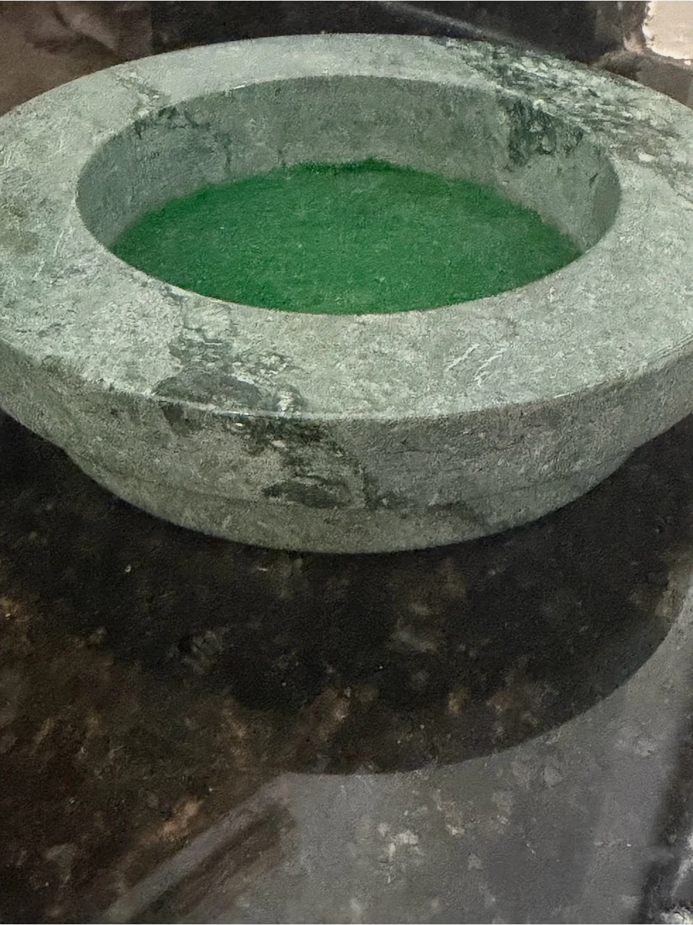 Vintage Green Marble Felt-Lined Catchall Bowl
